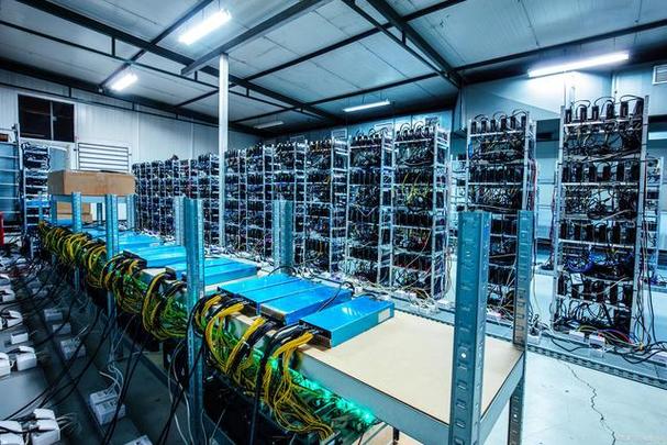 Bitcoin mining rig working efficiently in optimal temperature
